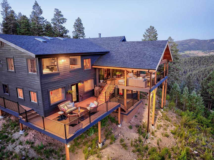 Semi covered multilevel composite deck