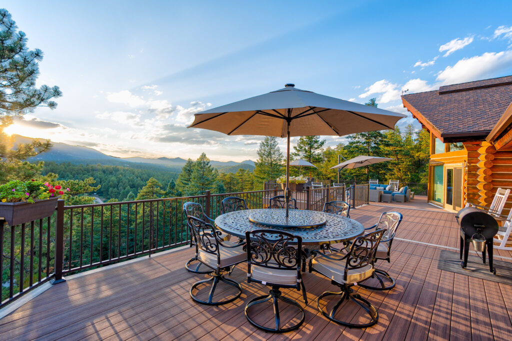 Luxury deck construction in Colorado foothills