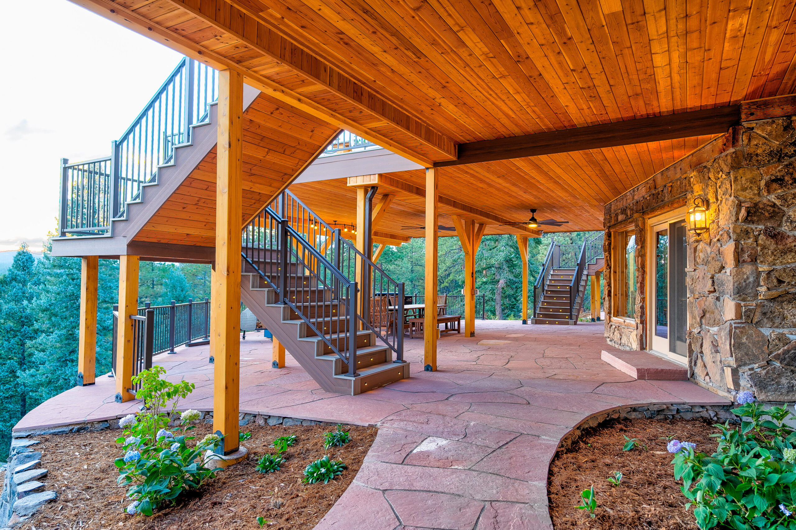 Trex RainEscape waterproofing system installed on a Colorado deck