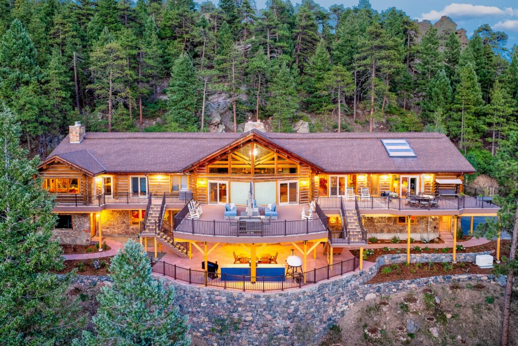 Professional deck contractor building a custom deck in Colorado High-end custom deck built for Colorado foothill home