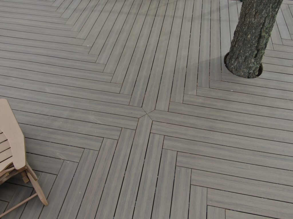 Composite decking on a custom deck in Colorado foothills|Professional composite deck installation in Colorado