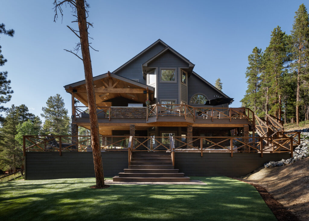 Covered outdoor living area designed for Colorado climate