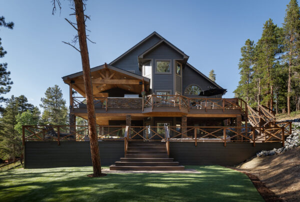 Covered outdoor living area designed for Colorado climate