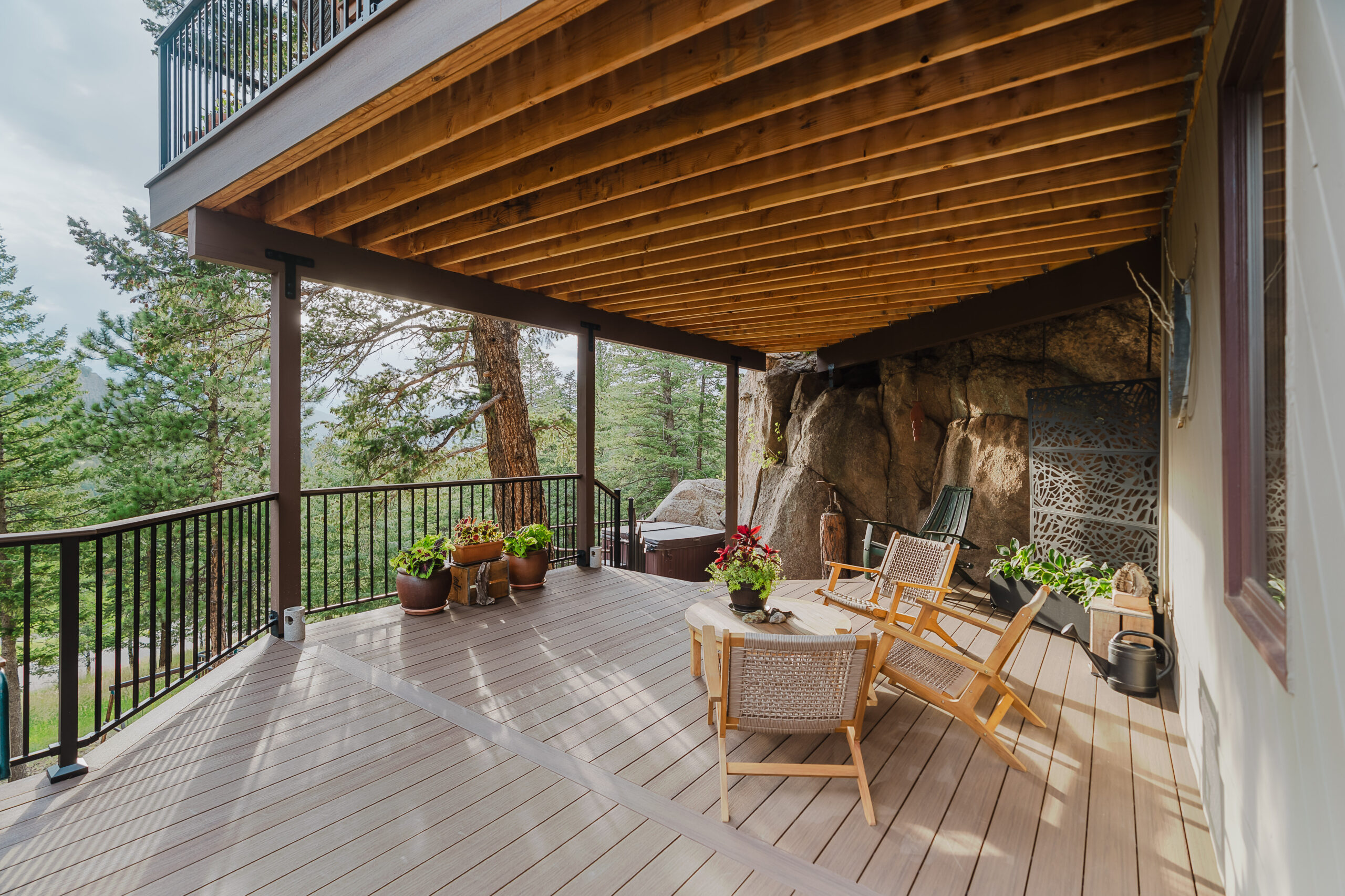Permitted deck construction in Colorado foothills