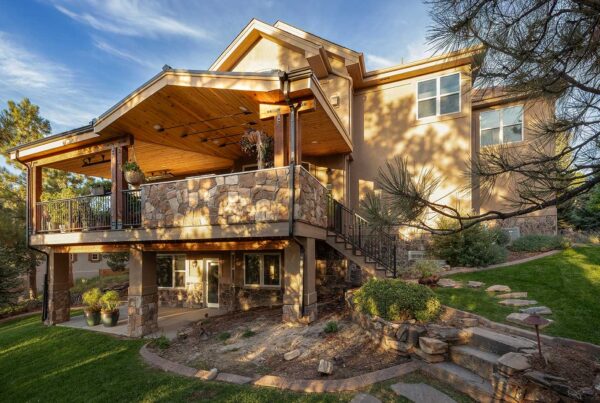Covered patio built for Colorado foothill home
